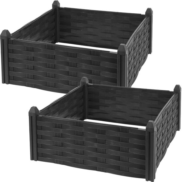 set di 2 strutture quadrate per aiuole rialzate 45x45x18cm: per erbe, ortaggi e fiori, resistenti alle intemperie e robuste per giardinieri hobbisti e giardini di città