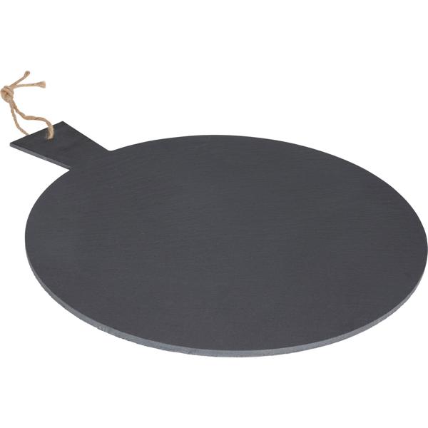Plateau de Service Rond en Ardoise avec Poignée - Décoration de Table Élégante - Idéal Fêtes, Apéritifs, Buffets - Ø 35 cm