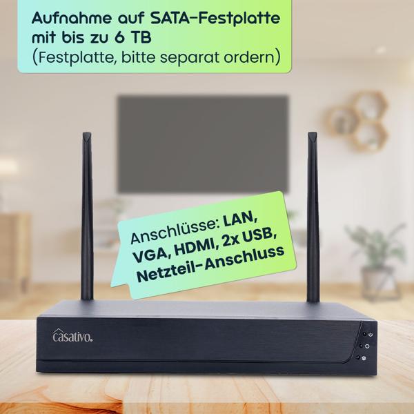 Professionelles Funk-Überwachungssystem mit 4 - 2K Schwenk-Kameras - Helle Nachtsicht, Bewegungsmelder & Live App-Zugriff, IP66 – Schützen Sie Ihr Eigentum