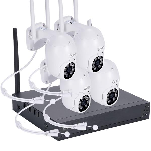 Professionelles Funk-Überwachungssystem mit 4 - 2K Schwenk-Kameras - Helle Nachtsicht, Bewegungsmelder & Live App-Zugriff, IP66 – Schützen Sie Ihr Eigentum