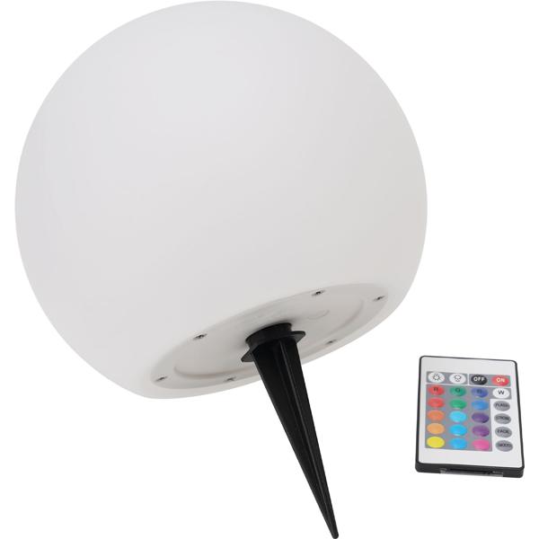Solar-LED-Leuchtkugel, Ø 30cm, RGBW mit Fernbedienung, 60 Lu, IP67. Farbwechsel-Lichtkugel für Garten & Terrasse, wetterfest & kabellos