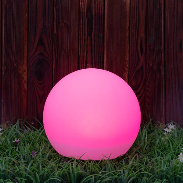 Solar-LED-Leuchtkugel, Ø 30cm, RGBW mit Fernbedienung, 60 Lu, IP67. Farbwechsel-Lichtkugel für Garten & Terrasse, wetterfest & kabellos