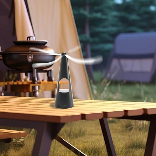 2 ventilateurs anti-mouches, 2 ailes – éclairage LED – alimentation par piles ou USB – répulsifs doux et efficaces, pratiques pour les repas et les voyages