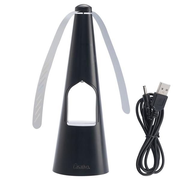 2 ventilateurs anti-mouches, 2 ailes – éclairage LED – alimentation par piles ou USB – répulsifs doux et efficaces, pratiques pour les repas et les voyages