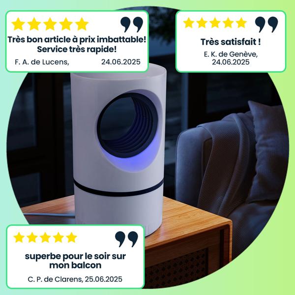 Piège à insectes efficace avec lumière UV et aspiration puissante: élimine les mouches et les moustiques, hygiénique et sûr, idéal pour maison, jardin et camping