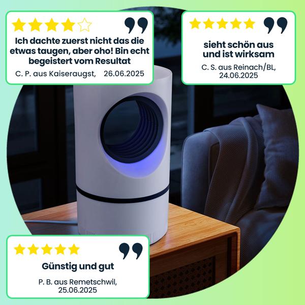 Effektiver Insektenvernichter mit UV-Licht & starker Saugfunktion: Entfernt Mücken & Fliegen hygienisch & sicher, ideal für Haus, Garten & Camping