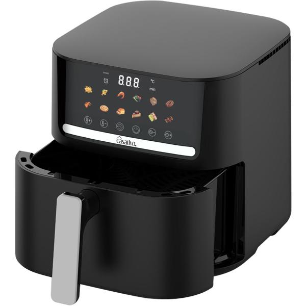 Premium Heissluftfritteuse mit 11 Koch-Programmen, 6,5 l, inkl. Silikonform, 1600 Watt - AirFryer mit LED Touch-Panel, matt schwarz, Antihaft
