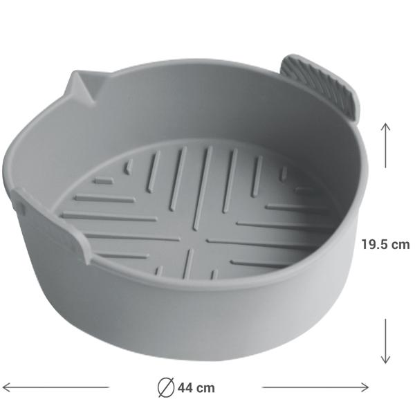 Stampo in silicone di alta qualità per friggitrice ad aria calda, grigio, Ø 19 x H 6 cm, antiaderente, resistente al calore e lavabile in lavastoviglie, per risultati perfetti