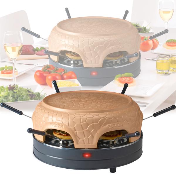 Pizzaofen mit Keramik-Kuppel für 6 Personen - 1000 Watt Leistung & Automatischer Thermostat - Spülmaschinenfest - Ideal für Pizza-Abende