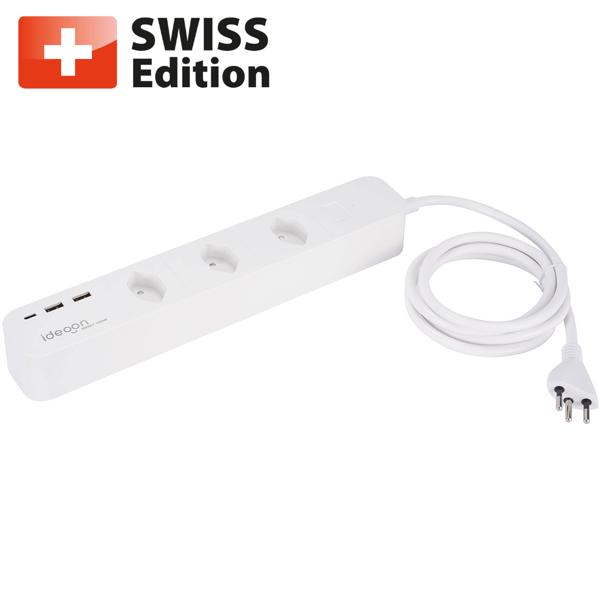 Smarte WLAN-Steckdosen-Leiste (CH), 3-fach mit USB-Ports, Sprachsteuerung (Alexa/Google), 10 A: Eine Mehrfachsteckdose für SmartHome Komfort