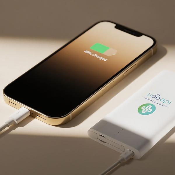 Kompakte Powerbank USB-C (4.000mAh) – Ultra-Slim Powerbank mit fest integriertem Kabel & Lightning Adapter – Mobiler Akku-Boost
