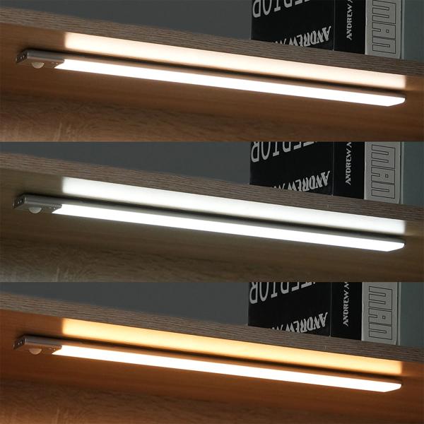 4er-Set Flache Akku LED-Lichtleiste, 40cm mit Bewegungssensor, 120 LEDs: Kabellos, hell & energiesparend – Perfekt für Schrank, Flur & Küche
