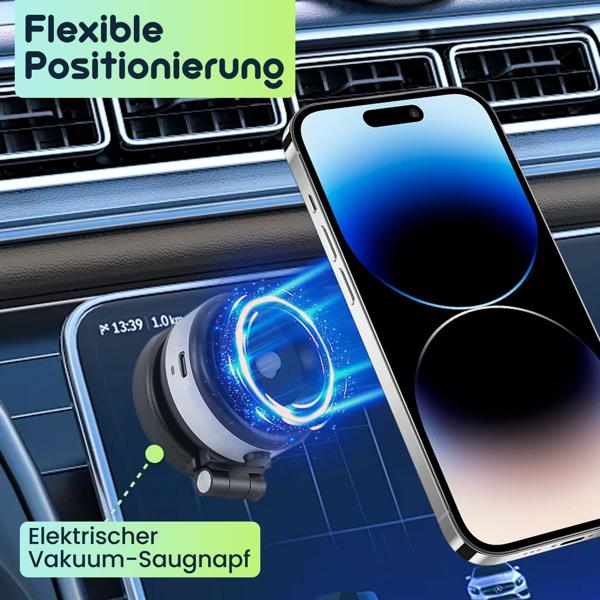 Ultra-Starker Magnetischer Smartphone-Halter mit elektrischem Vakuum-Saugnapf - Super Halt – Sicherer & mobiler Smartphone-Halter für Auto, Küche & Schreibtisch