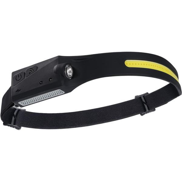 Superhelle COB-LED Stirnlampe mit 230° Weitwinkel – Kopflampe 350lm mit Gestensteuerung, inkl. 2 Lichtquellen für Handwerk & Outdoor