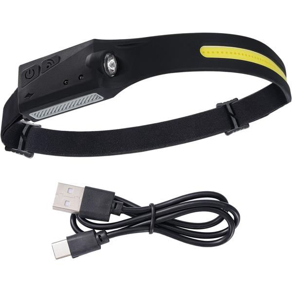 Superhelle COB-LED Stirnlampe mit 230° Weitwinkel – Kopflampe 350lm mit Gestensteuerung, inkl. 2 Lichtquellen für Handwerk & Outdoor