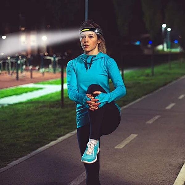 Superhelle COB-LED Stirnlampe mit 230° Weitwinkel – Kopflampe 350lm mit Gestensteuerung, inkl. 2 Lichtquellen für Handwerk & Outdoor