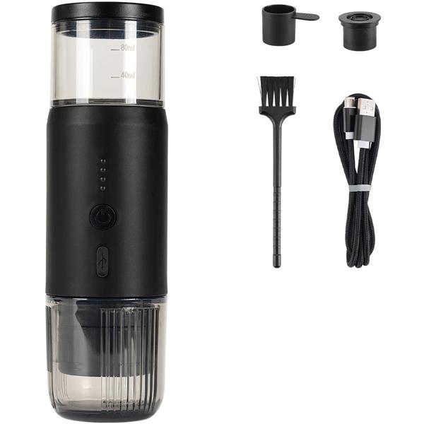 Machine à espresso portable pour capsule & poudre, 15 bar, noir : un espresso parfait en voyage, compact & facile à utiliser, pour les voyages, le camping & le bureau