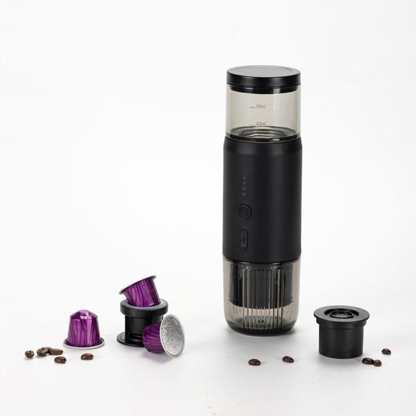 Machine à espresso portable pour capsule & poudre, 15 bar, noir : un espresso parfait en voyage, compact & facile à utiliser, pour les voyages, le camping & le bureau