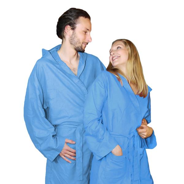 Peignoir microfibre extra-léger XXL - Capuche, absorbant, séchage rapide, 500g - Idéal sport, piscine, sauna, voyage - 80% polyester, 20% polyamide, bleu clair