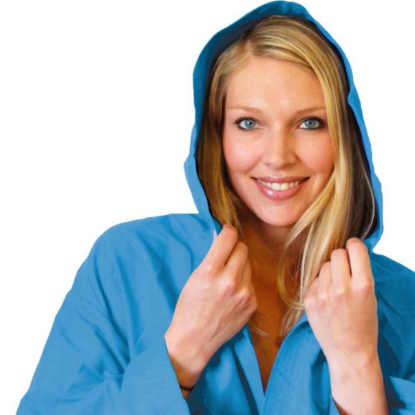 Peignoir microfibre extra-léger XXL - Capuche, absorbant, séchage rapide, 500g - Idéal sport, piscine, sauna, voyage - 80% polyester, 20% polyamide, bleu clair