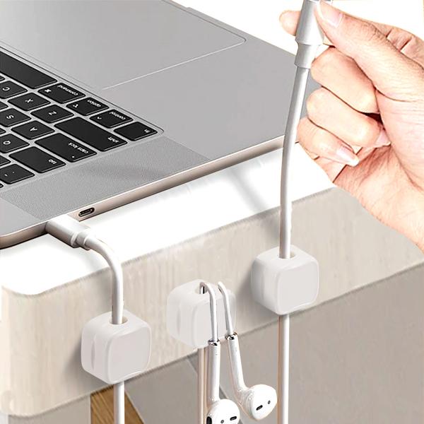 12er-Set Kabelorganizer mit Magnetclip, weiss: Schreibtisch-Kabelhalter, selbstklebend & flexibel – Nie wieder Kabelsalat im Büro & Zuhause