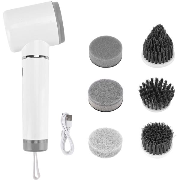 Elektrische Reinigungsbürste mit 6 Aufsätzen, Akku (5W): Kabellos & kraftvoll – Für Bad, Küche & Auto – Mühelos sauber