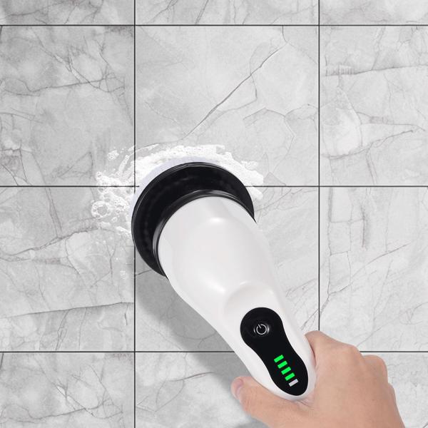 Effektive Elektrische Reinigungsbürste mit 9 Bürstenköpfen, Teleskopgriff, Akku, 7,2 Watt - Kabellos & kraftvoll – Für Bad, Küche & Aussenbereich - mühelose Sauberkeit