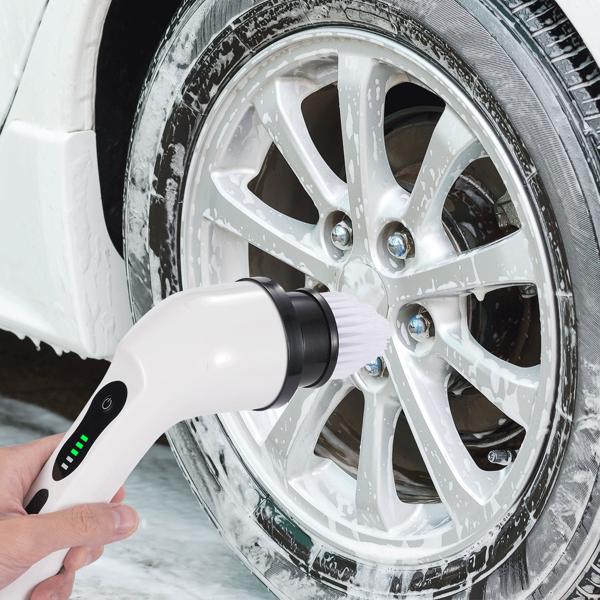 Effektive Elektrische Reinigungsbürste mit 9 Bürstenköpfen, Teleskopgriff, Akku, 7,2 Watt - Kabellos & kraftvoll – Für Bad, Küche & Aussenbereich - mühelose Sauberkeit