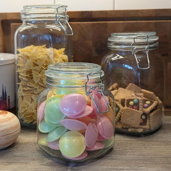 Vorratsgläser-Set mit Spannverschluss (3er-Set) – Glasdosen 1L, 1.5L, 2.2L mit Aromaschutz-Dichtung für Küche & Vorrat