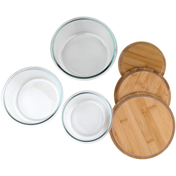 Hochwertige Vorratsdosen mit Deckel, rund, Glas/Bambus, 3 Grössen: Vorratsgläser für Aromaschutz & eine stilvolle Ordnung