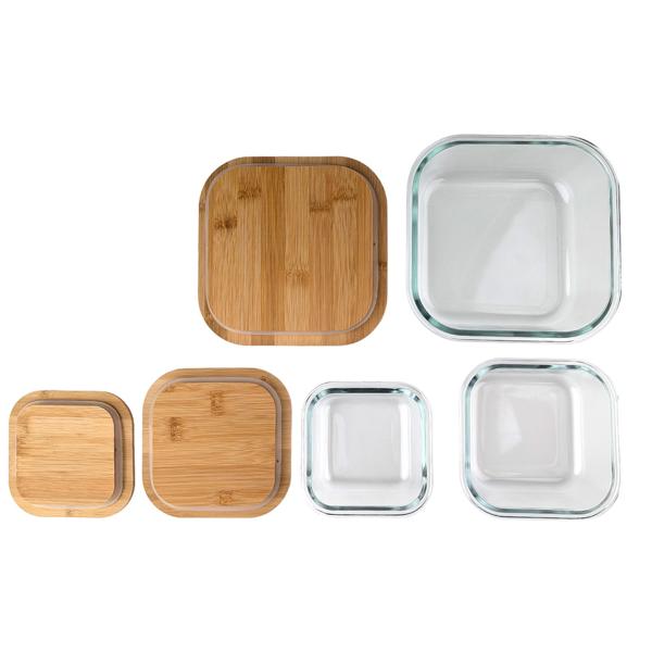 Vorratsdosen mit Deckel (3er-Set) aus Glas & Bambus – Vorratsgläser mit Aromaschutz-Dichtung in 3 Grössen für die Küche