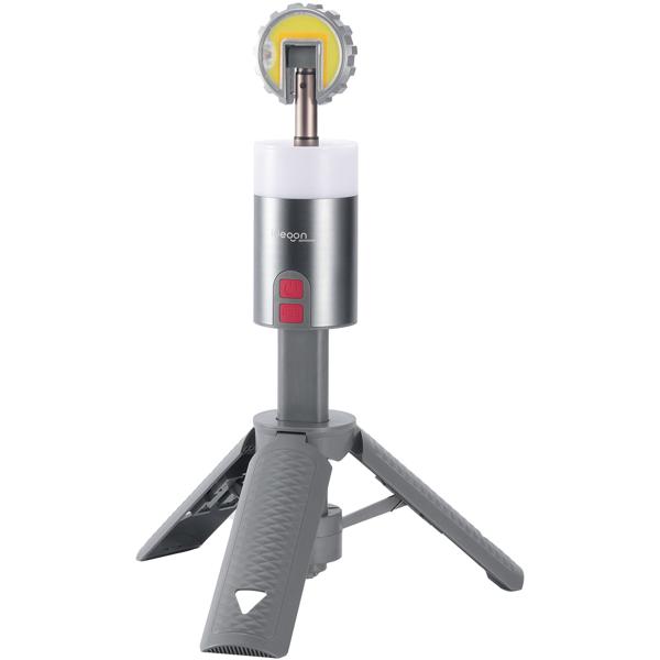 Professionelle Outdoor-LED-Leuchte mit Stativ – Mobiler Akku-Strahler mit 180° schwenkbarem Kopf, dimmbar, RGB & Powerbank