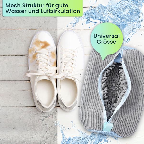 Schuhwaschbeutel für Sneaker & Sportschuhe – Waschbeutel mit Reissverschluss, Mikro-Textil-Fasern für 360° Reinigungseffekt & Schutz