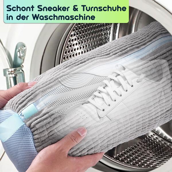 Schuhwaschbeutel für Sneaker & Sportschuhe – Waschbeutel mit Reissverschluss, Mikro-Textil-Fasern für 360° Reinigungseffekt & Schutz