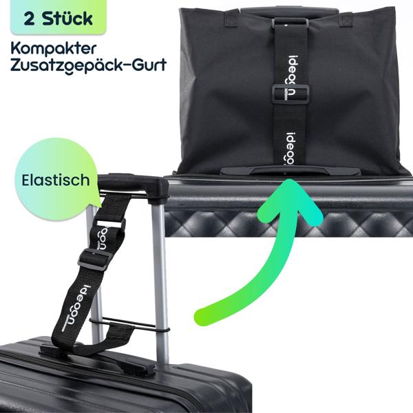 Zusatzgepäck-Gurt (2er-Set) für Koffer – Elastischer Gurt für Handgepäck, Rucksack & Reisetaschen – Sicherer Ringverschluss