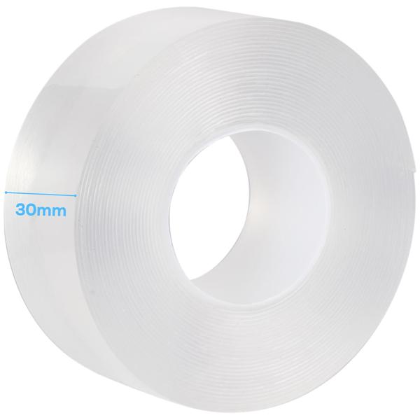 Doppelseitiges Nano-Klebeband Transparent (5m x 30mm): Starke 110g/cm² Haltekraft, Wiederverwendbar, spurlos ablösbar