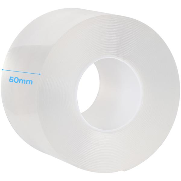 Doppelseitiges Nano-Klebeband Transparent (5m x 50mm): Starke 110g/cm² Haltekraft, Wiederverwendbar, spurlos ablösbar