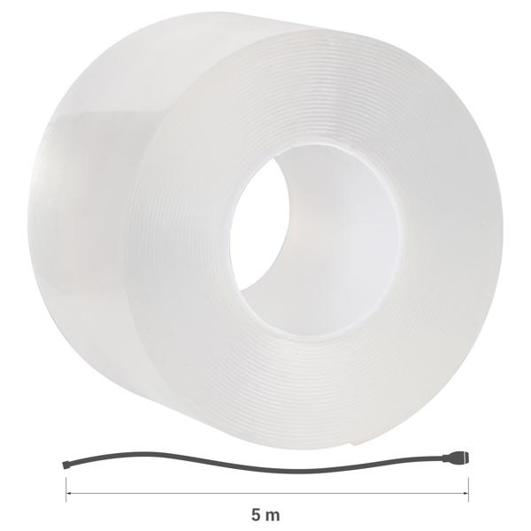 Doppelseitiges Nano-Klebeband Transparent (5m x 50mm): Starke 110g/cm² Haltekraft, Wiederverwendbar, spurlos ablösbar