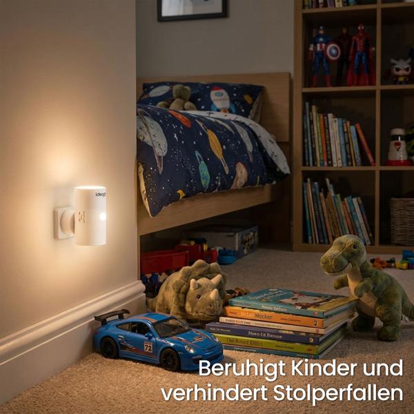 Steckdosen-Nachtlicht dimmbar mit PIR- & Dämmerungssensor – Intelligente Steckdosenlampe mit Bewegungsmelder, 10 LEDs für Flur & Schlafzimmer