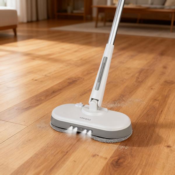 Kabellose Boden-Poliermaschine mit Wassertank: 30W Power & 40 Min Laufzeit, Teleskopstange - Bodenwischer für grosse Flächen, Fliesen, Laminat