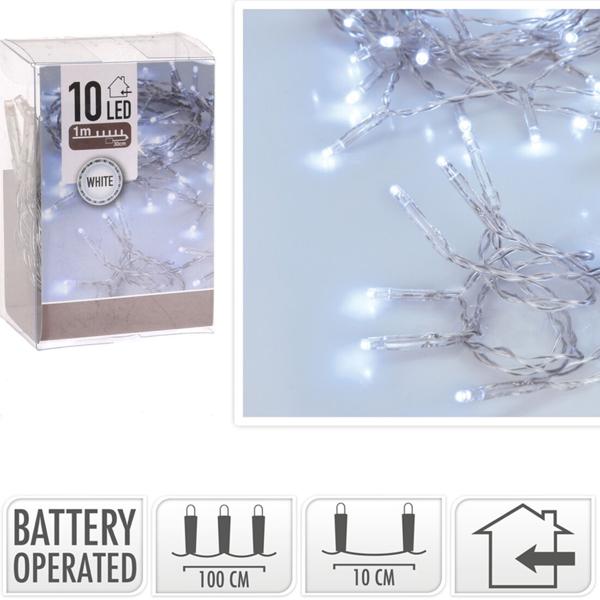 LED-Lichterkette, Indoor, 10 hell-weisse LEDs, batteriebetrieben, L 100 cm