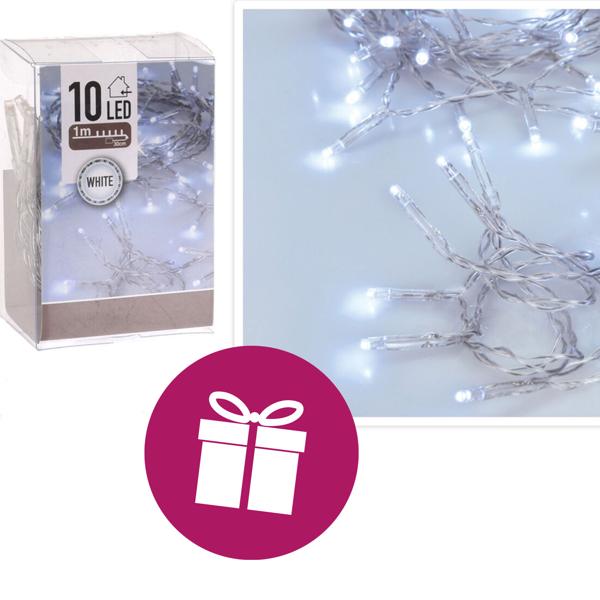 LED-Lichterkette, Indoor, 10 hell-weisse LEDs, batteriebetrieben, L 100 cm