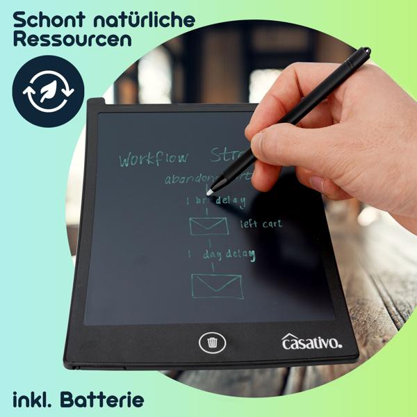 Elektronische LCD-Schreibtafel mit Eingabe-Stift, 100.000 Löschvorgänge, 8,5" / 21,5 cm