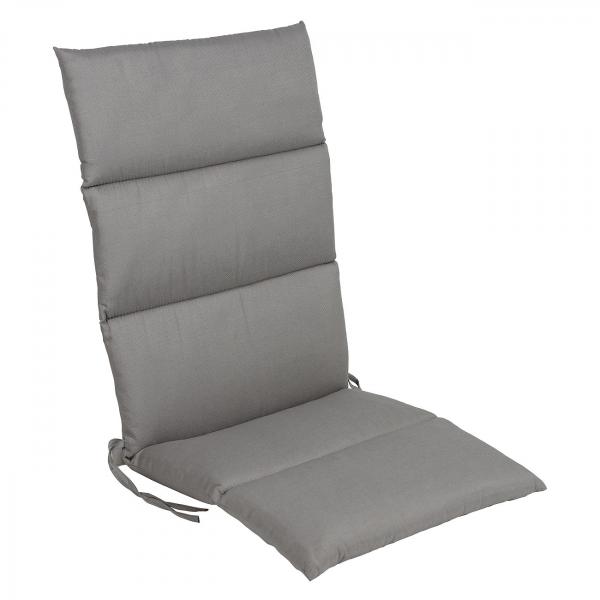 Coussin chaise à dossier haut, matelassé, gris, 123 x 50 x 6 cm