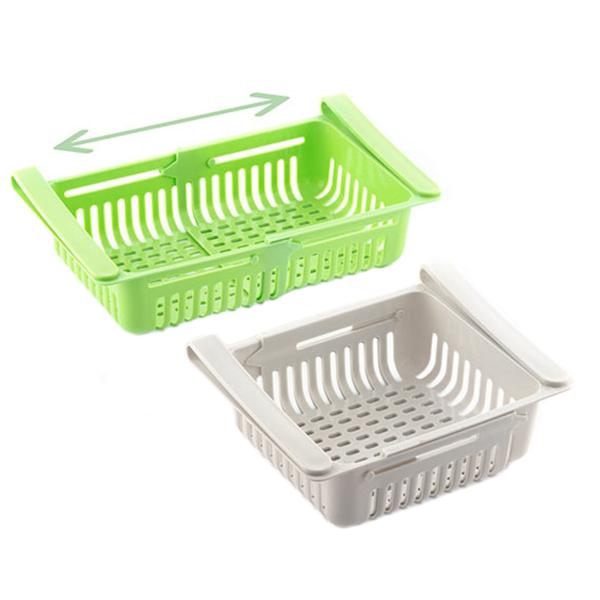 4er-Set verstellbare Kühlschrank-Organizer, grau, grün, je 20-28 x 16,5 x 7 cm 4er-Set verstellbare Kühlschrank-Organizer, grau, grün, je 20-28 x 16,5 x 7 cm