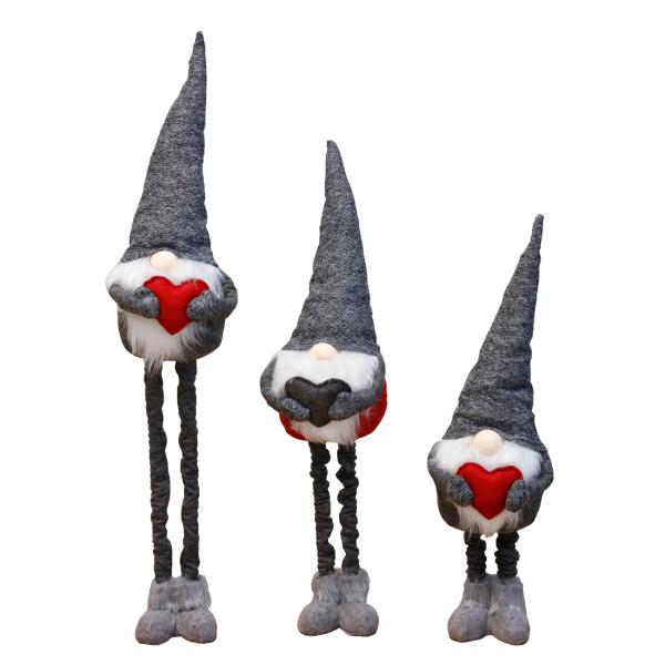 Weihnachtswichtel mit ausziehbaren Beinen, 100% Polyester, Höhe 60 - 87 cm