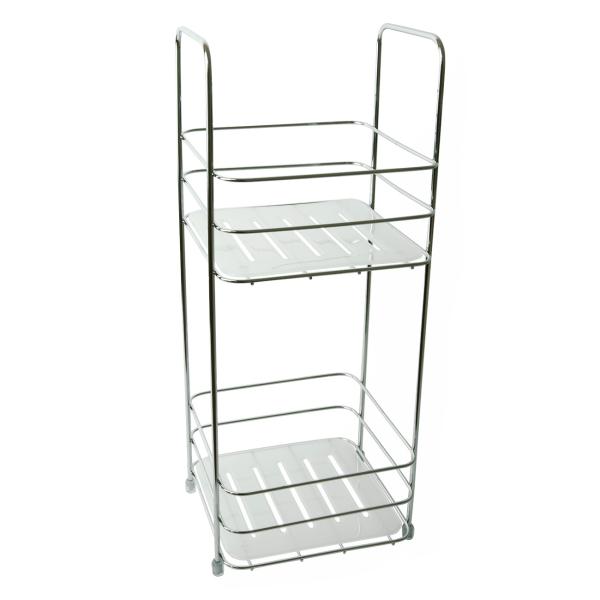 Étagère en métal chromé, 2 niveaux, 16 x 40 x 16 cm