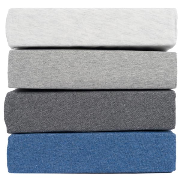 Drap-housse Premium jersey effet bicolore, 100% coton, bleu jean, 180-200 x 200-220+ 40 cm