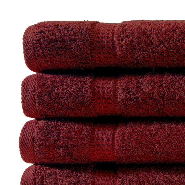 Set di asciugamani 12 pezzi, 4 asciugamani per gli ospiti, 4 asciugamani per le mani e 4 asciugamani per il bagno, 100% cotone, bordeaux