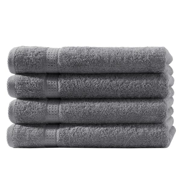 Handtuchset 24-teilig - 8 Gäste-, 8 Hand-, 8 Duschtücher - 100% Baumwolle Anthrazit 500g/m² - Kuschelweich, Saugstark & Pflegeleicht - Eleganter Bordüren-Look